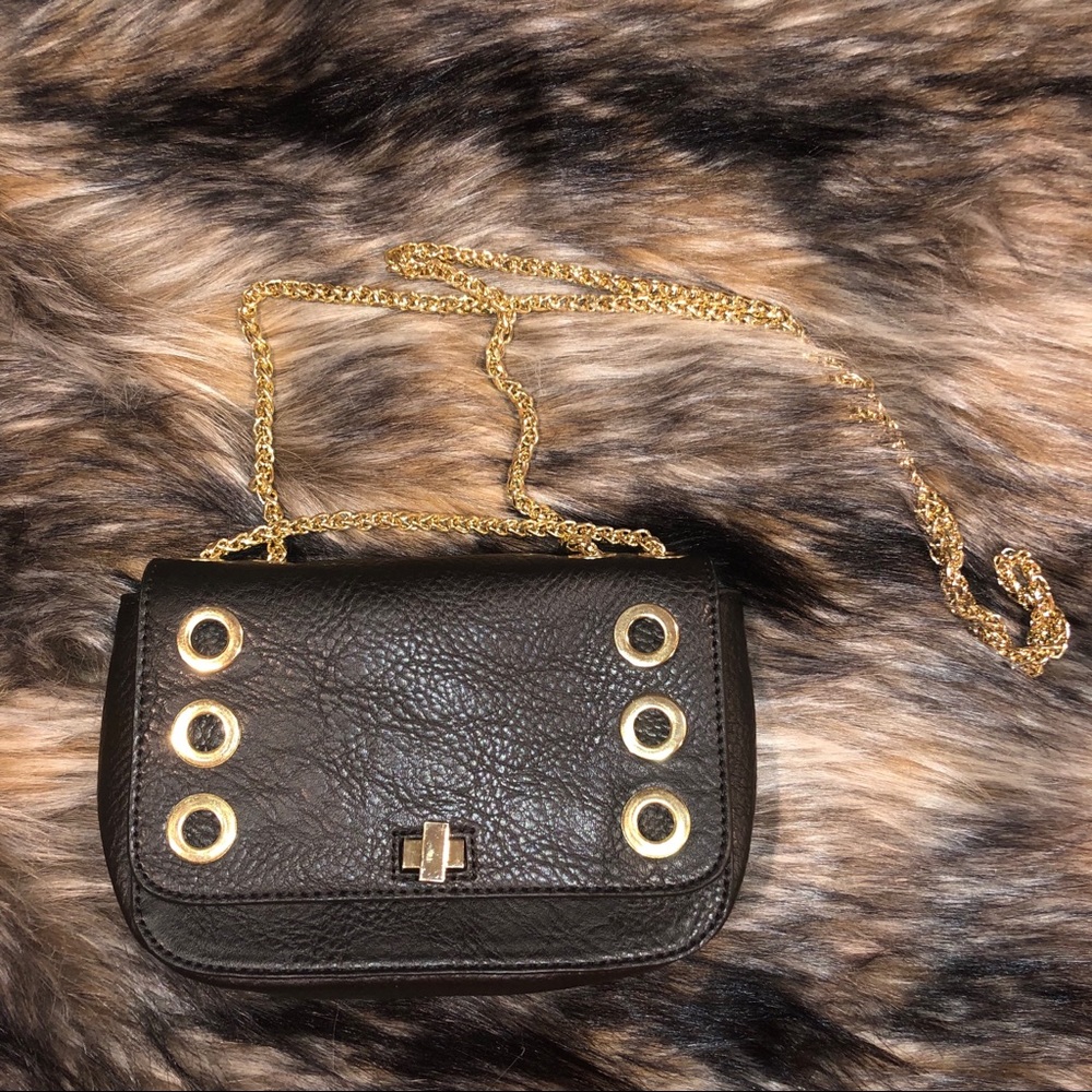 INC International Concepts Black Grommet Crossbody